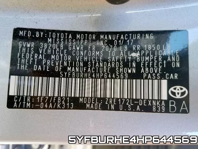 5YFBURHE4HP644569 фото 2