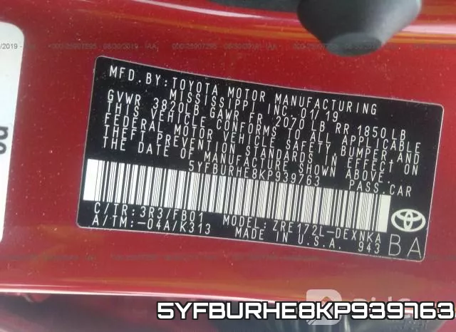 5YFBURHE8KP939763 фото 10