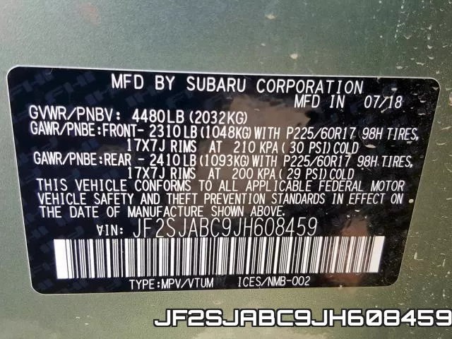 JF2SJABC9JH608459 фото 2
