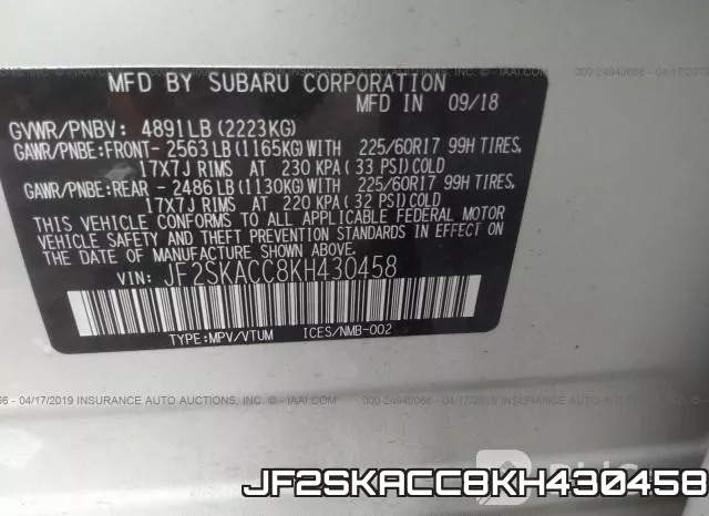 JF2SKACC8KH430458 фото 10