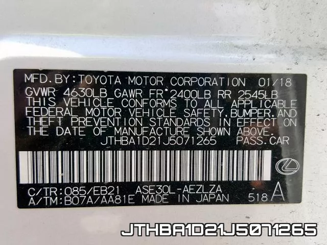 JTHBA1D21J5071265 фото 2