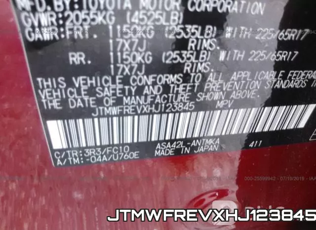 JTMWFREVXHJ123845 фото 10