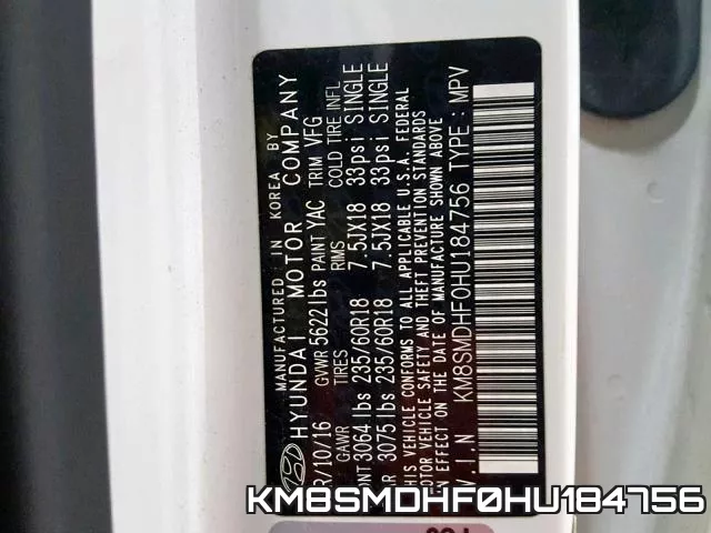KM8SMDHF0HU184756 фото 2