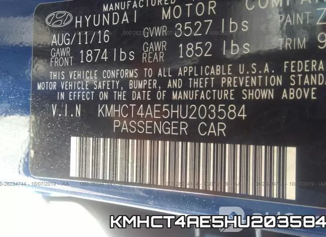 KMHCT4AE5HU203584 фото 10