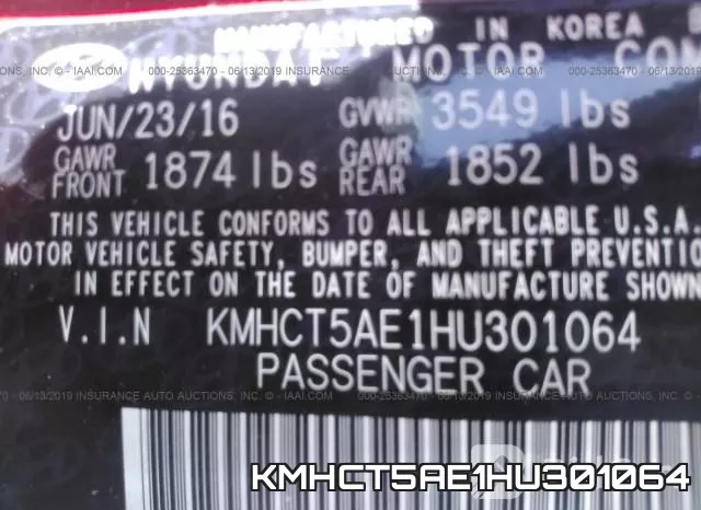KMHCT5AE1HU301064 фото 10