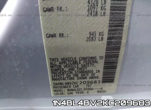1N4BL4BV2KC209683 фото 10