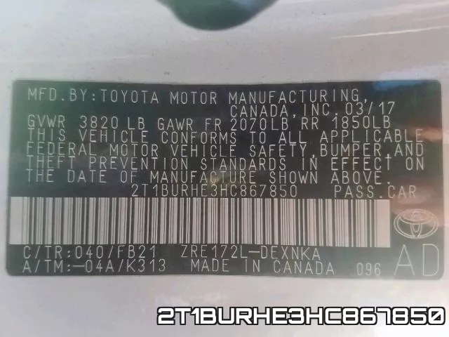 2T1BURHE3HC867850 фото 2