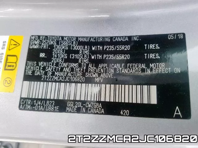 2T2ZZMCA2JC106820 фото 2