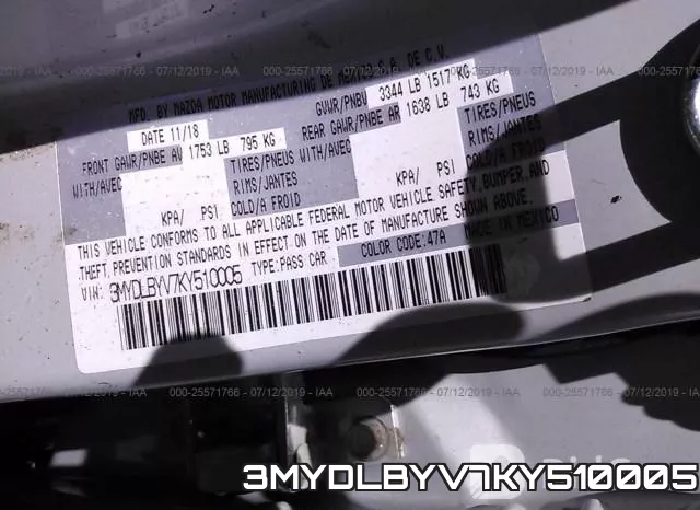 3MYDLBYV7KY510005 фото 10