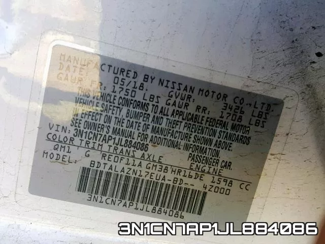 3N1CN7AP1JL884086 фото 2