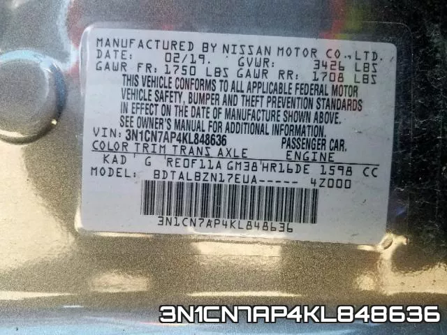 3N1CN7AP4KL848636 фото 2