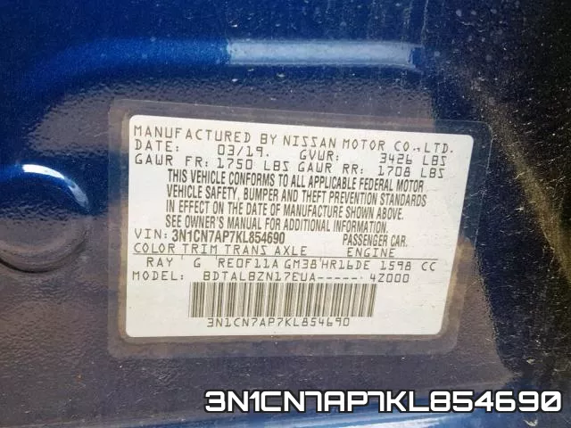 3N1CN7AP7KL854690 фото 2