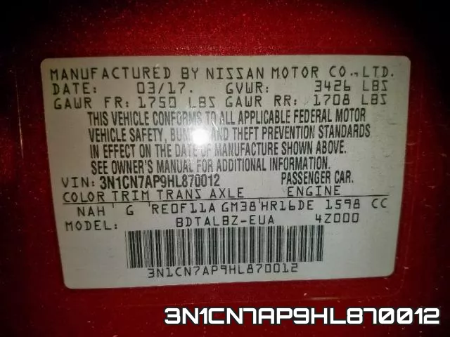 3N1CN7AP9HL870012 фото 2