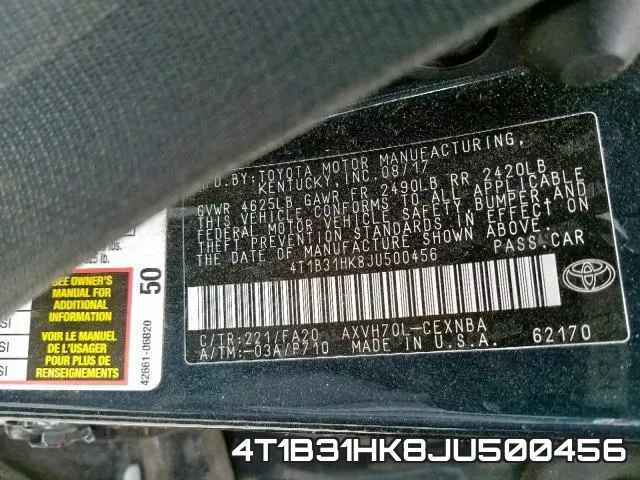 4T1B31HK8JU500456 фото 2