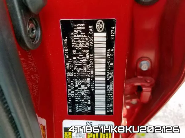 4T1B61HK8KU202126 фото 2