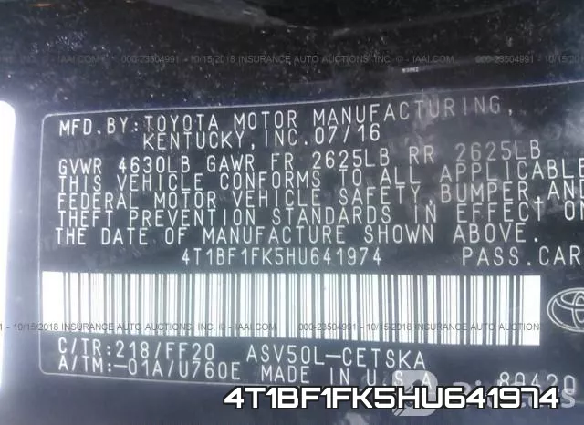 4T1BF1FK5HU641974 фото 10