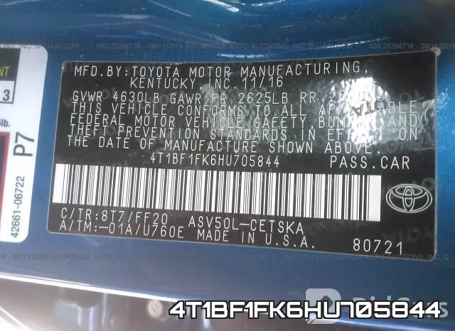 4T1BF1FK6HU705844 фото 10