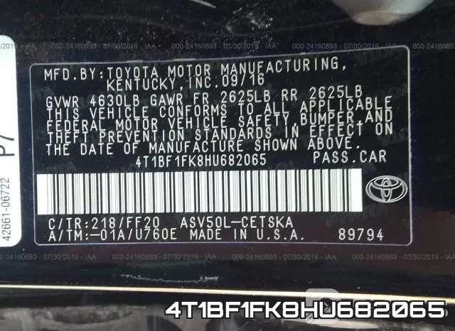4T1BF1FK8HU682065 фото 10