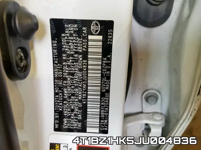 4T1BZ1HK5JU004836 фото 2