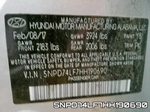 5NPD74LF7HH190690 фото 2