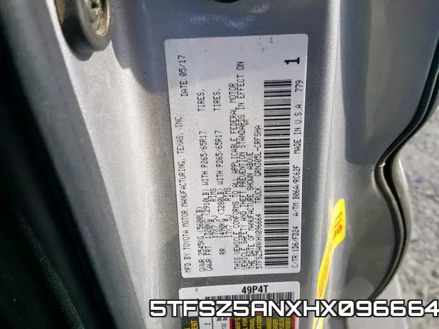 5TFSZ5ANXHX096664 фото 2