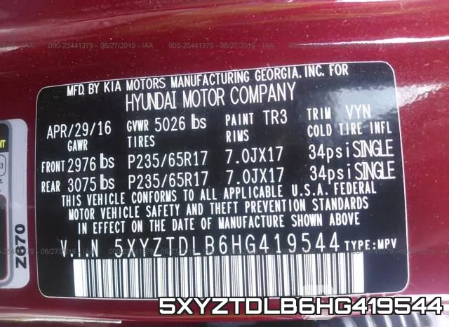5XYZTDLB6HG419544 фото 10