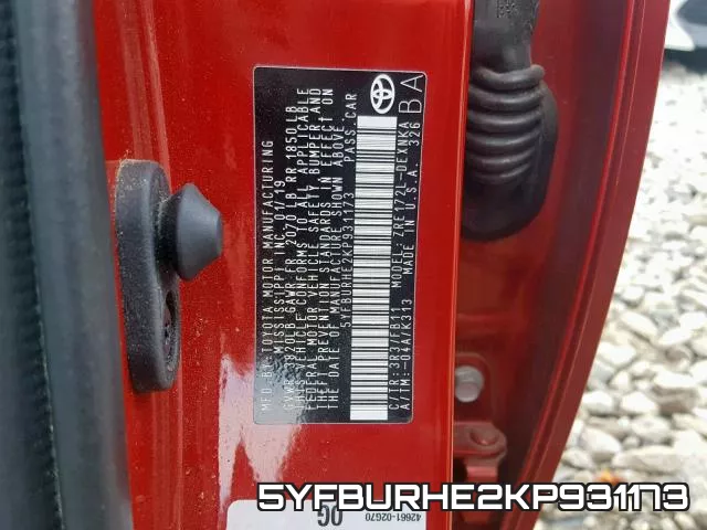 5YFBURHE2KP931173 фото 2
