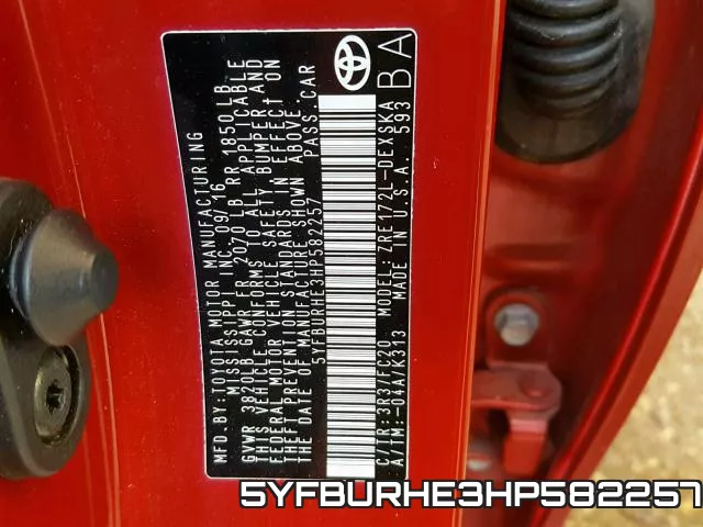 5YFBURHE3HP582257 фото 2