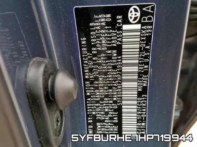 5YFBURHE7HP719944 фото 2