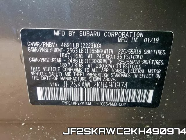 JF2SKAWC2KH490974 фото 2