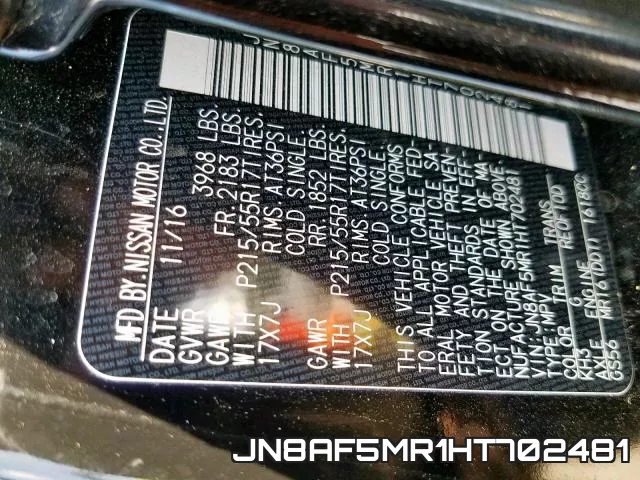JN8AF5MR1HT702481 фото 2