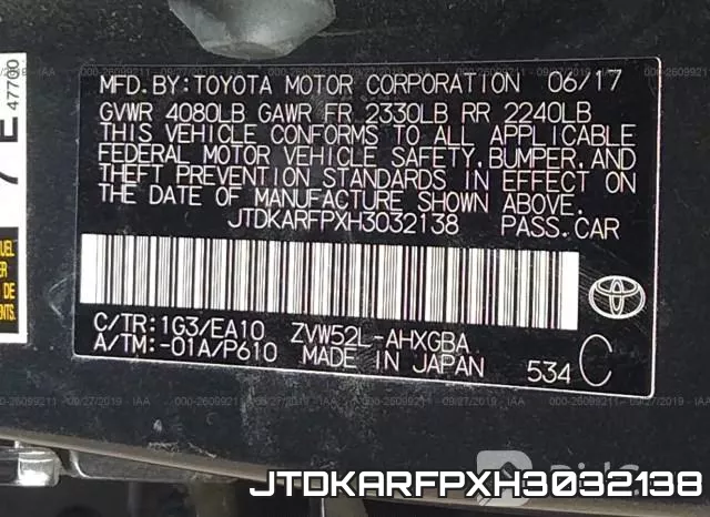 JTDKARFPXH3032138 фото 10