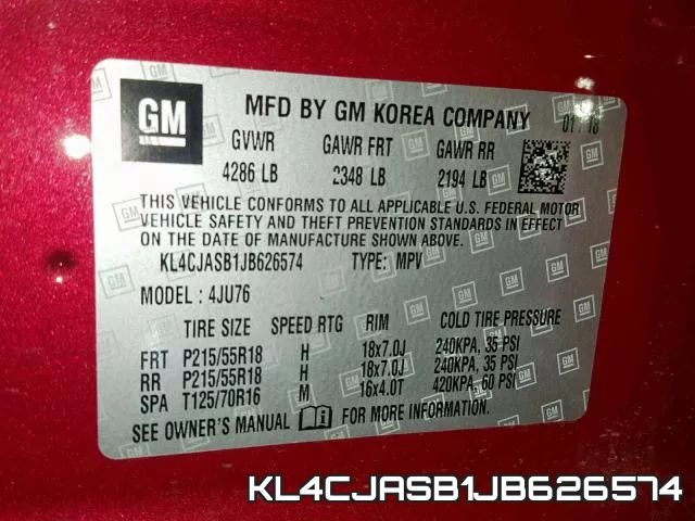 KL4CJASB1JB626574 фото 2