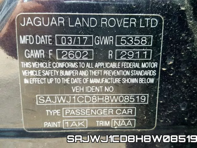 SAJWJ1CD8H8W08519 фото 2