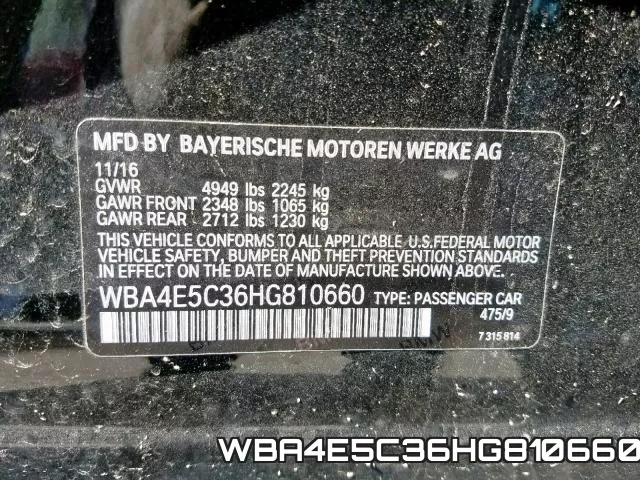 WBA4E5C36HG810660 фото 2