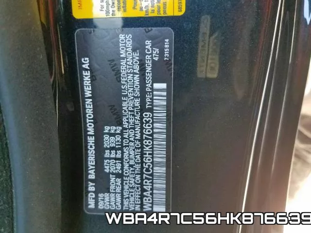 WBA4R7C56HK876639 фото 2