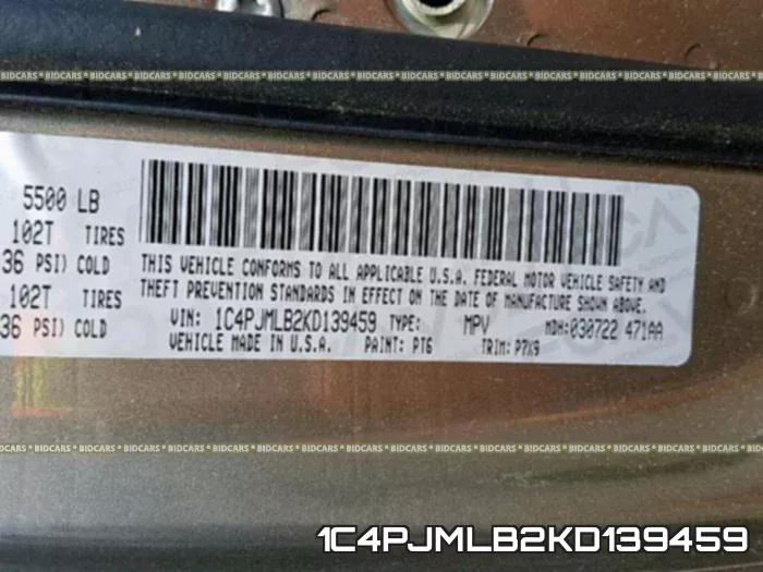1C4PJMLB2KD139459 фото 2