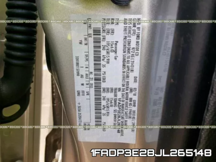 1FADP3E28JL265148 фото 2