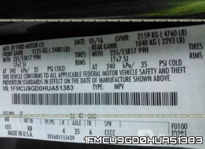 1FMCU9GD0HUA51383 фото 10