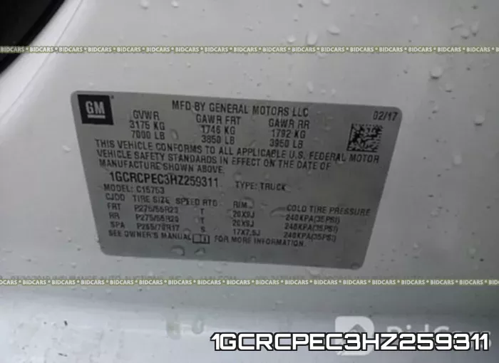 1GCRCPEC3HZ259311 фото 9
