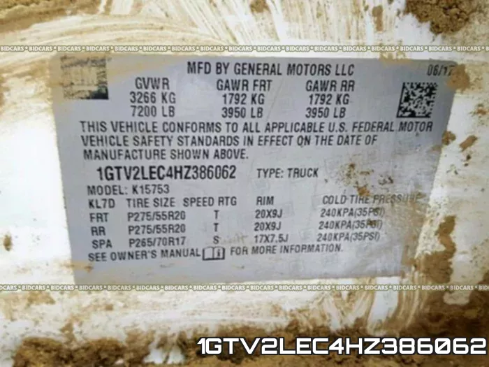 1GTV2LEC4HZ386062 фото 2