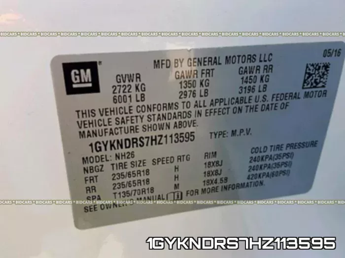 1GYKNDRS7HZ113595 фото 2