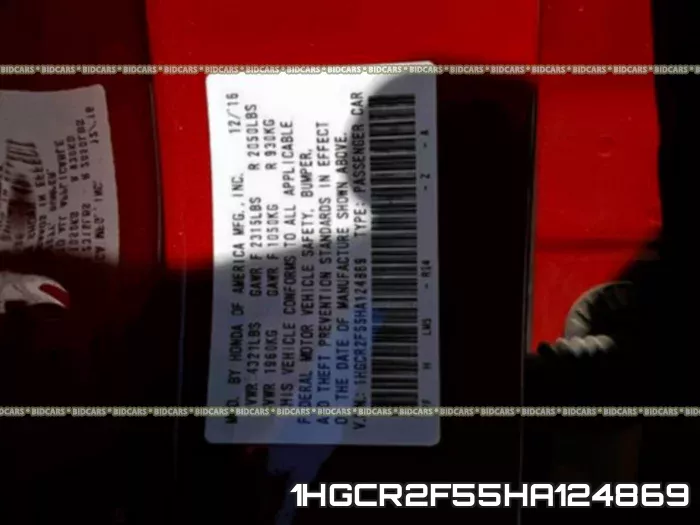 1HGCR2F55HA124869 фото 2