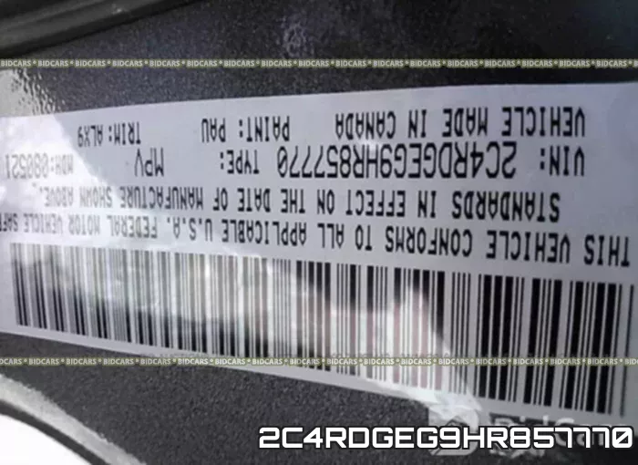 2C4RDGEG9HR857770 фото 9