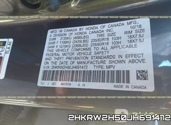 2HKRW2H50JH691472 фото 10