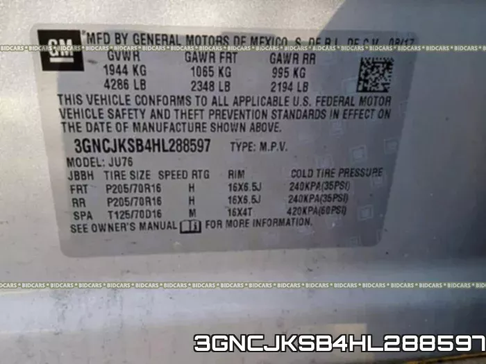 3GNCJKSB4HL288597 фото 2