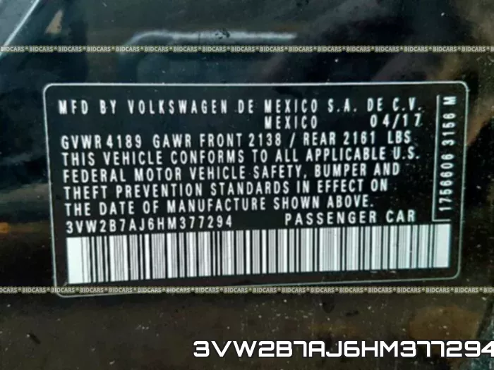 3VW2B7AJ6HM377294 фото 2