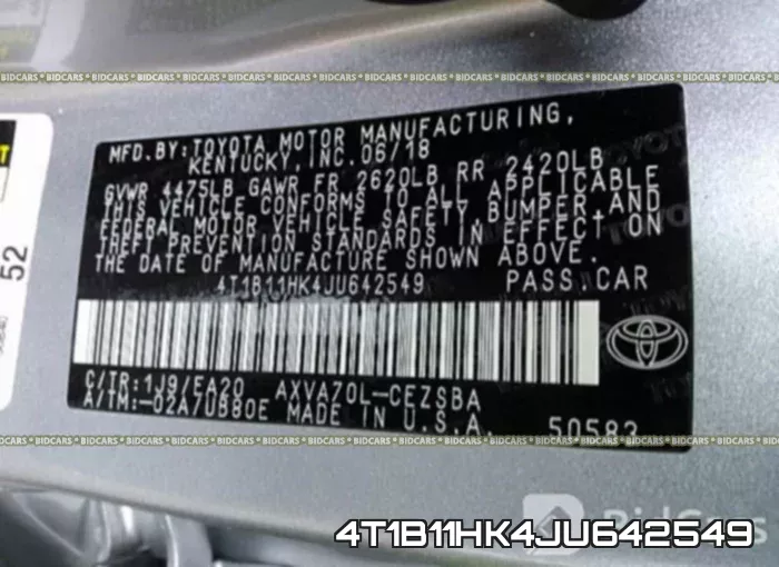 4T1B11HK4JU642549 фото 10