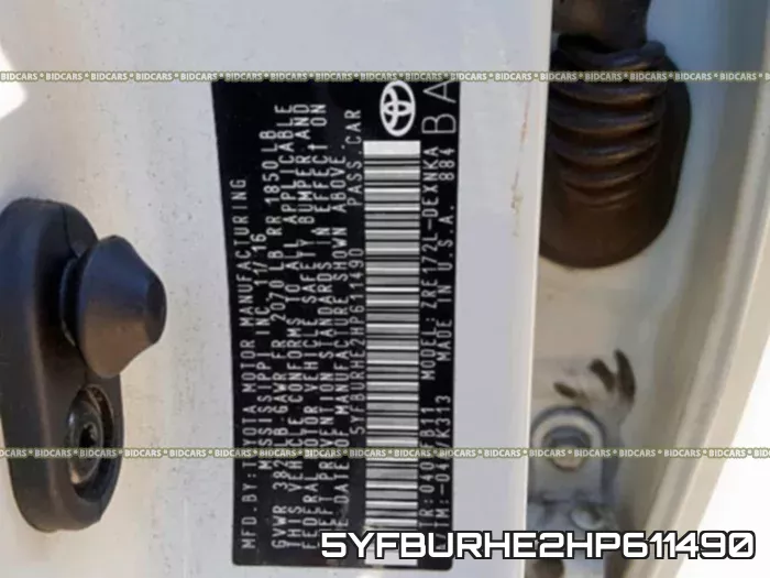 5YFBURHE2HP611490 фото 2