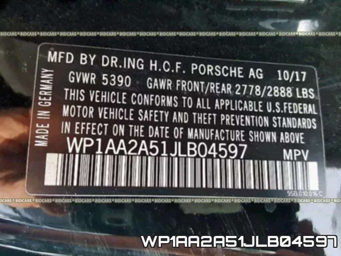 WP1AA2A51JLB04597 фото 2